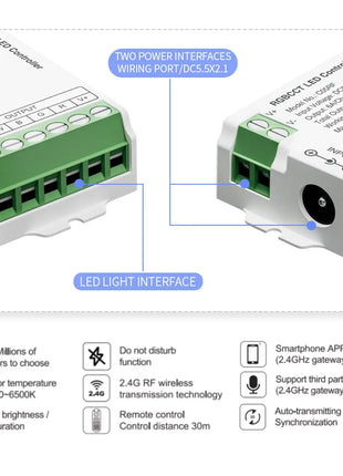 2.4GHz Controller for LED Strips - RGBCCT - Compatible with Tuya